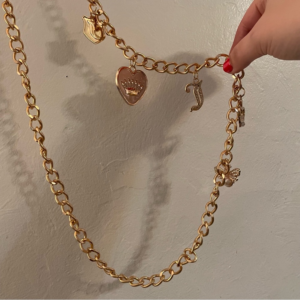 NWT Juicy Couture Gold Belt with Heart and Initial Charms